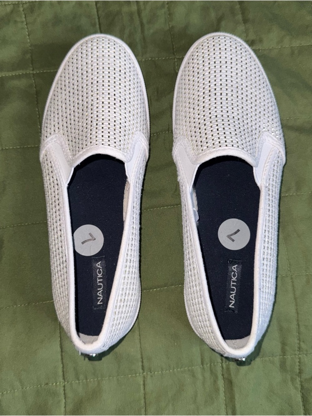 Nautica Women’s White Perforated Slip-On Moccasins